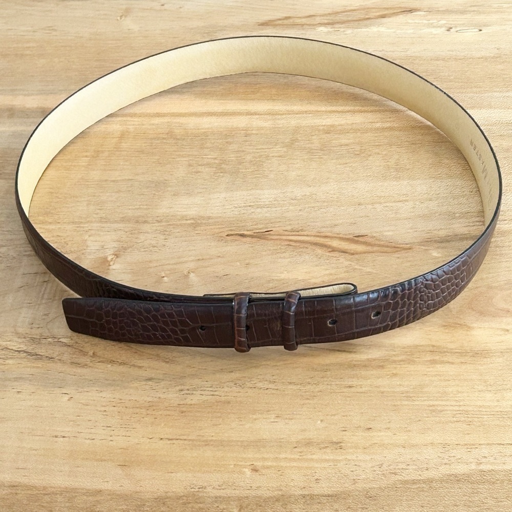 🌷 Belt Master Brown Croc Embossed Leather Belt Add Your Own Buckle